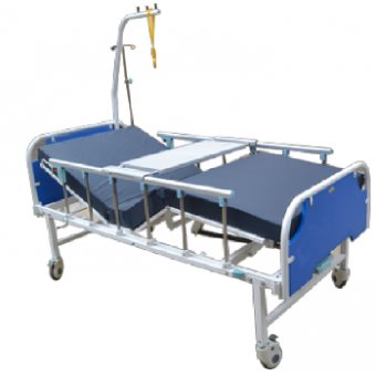 ICU Hospital Bed with back rest / collapsible side railings with castor wheels,drip stand monkey pull with mattress head and leg boards MF-033H